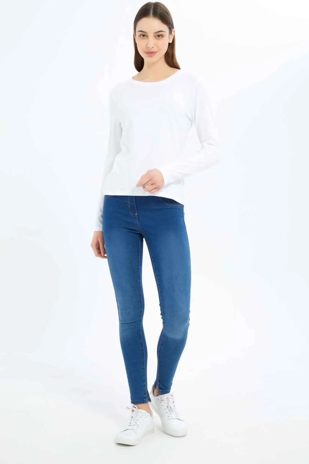 White Long Sleeve Crew Neck T-Shirt