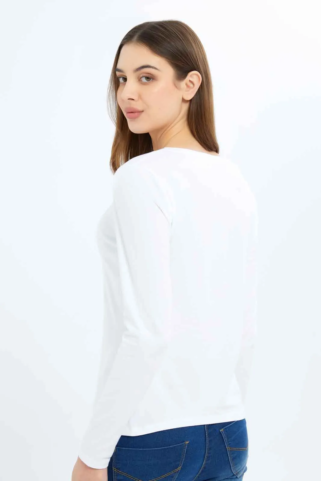 White Long Sleeve Crew Neck T-Shirt