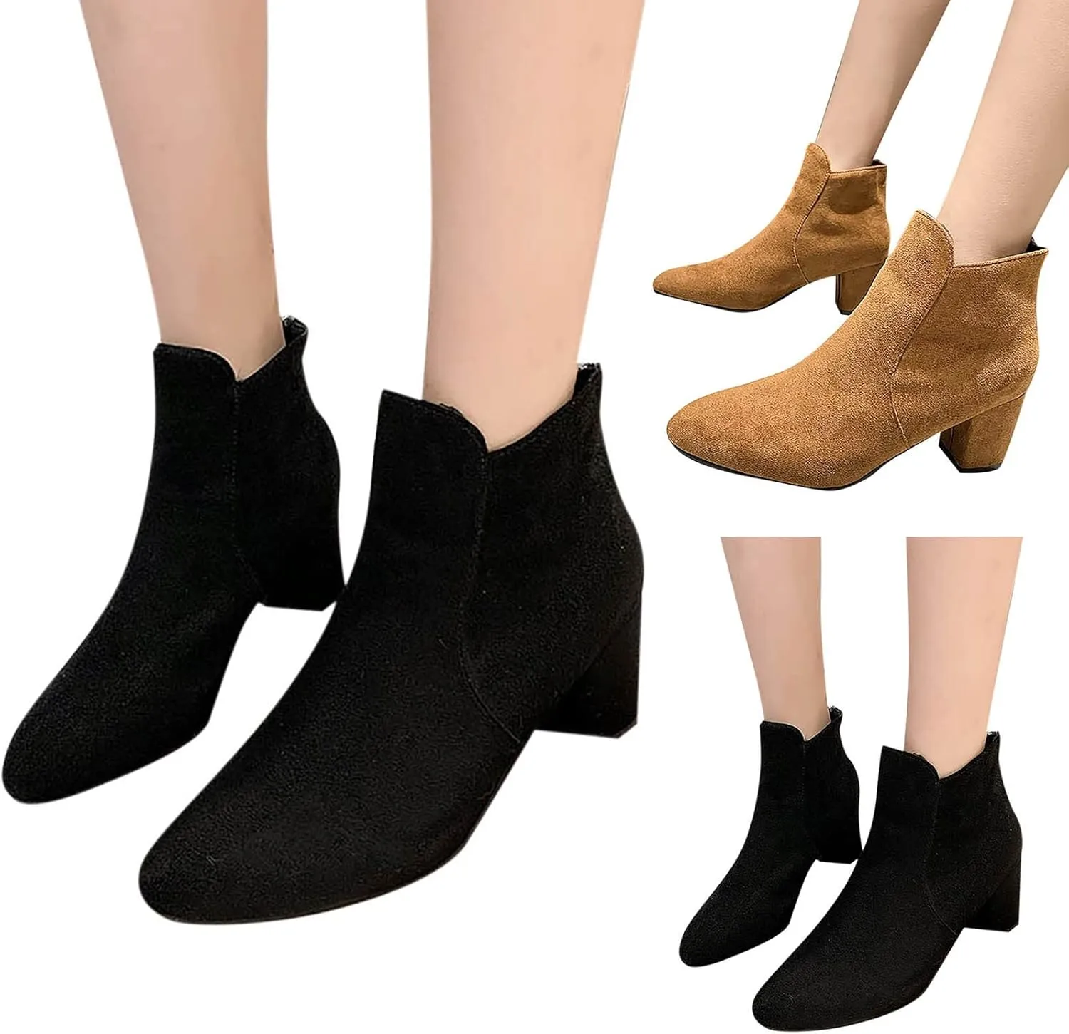 Womens Ankle Boots Women Booties Ankle Womens Short Western Boots Heeled Bootie for Women Dressy Closed Head Cute Cozy Lace-up Round Toe Comfortable Low Heel
