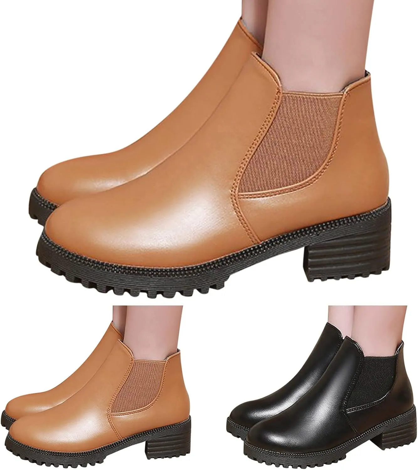 Womens Ankle Boots Women Booties Ankle Womens Short Western Boots Heeled Bootie for Women Dressy Closed Head Cute Cozy Lace-up Round Toe Comfortable Low Heel