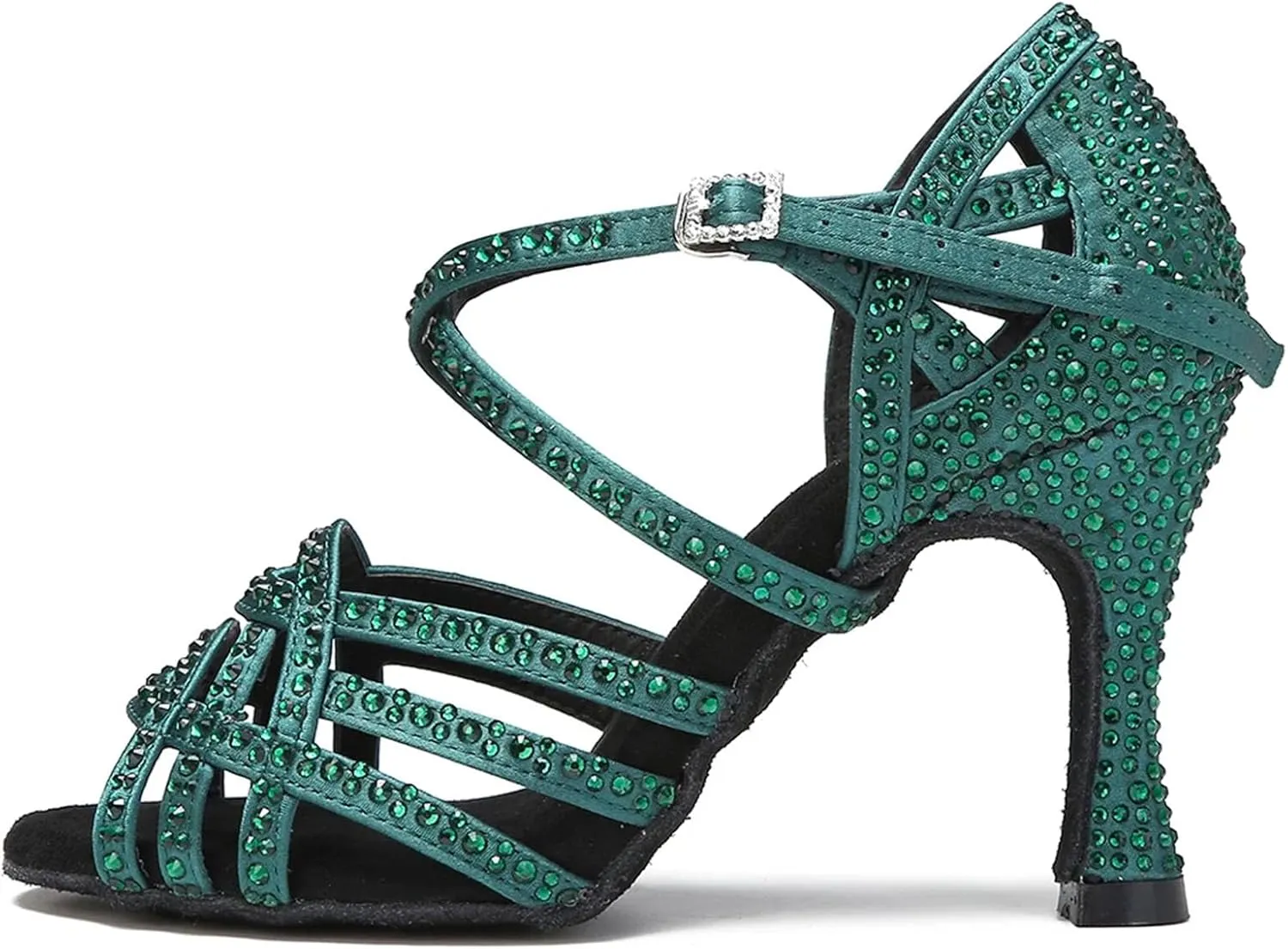 Women's Blue Latin Dance Shoes - Ballroom Salsa Soft Bottom Party Sandals, 10CM/3.9Inch Heel Height