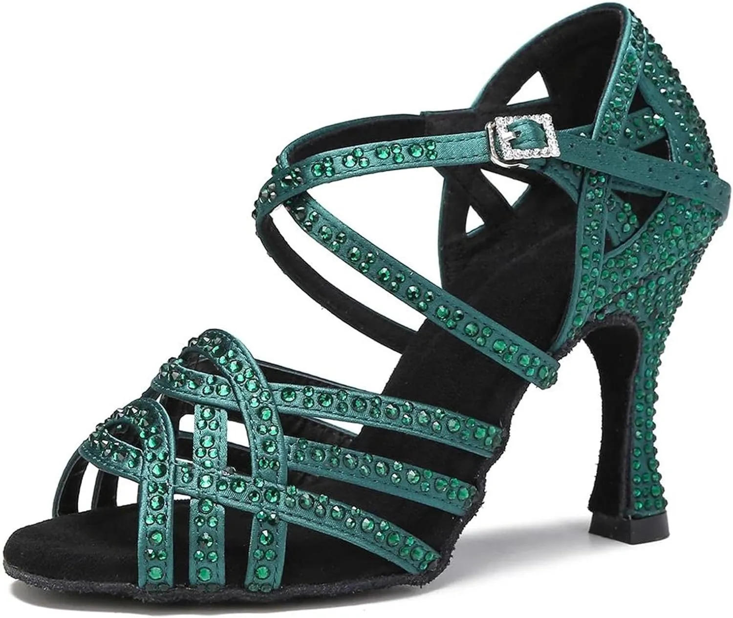 Women's Blue Latin Dance Shoes - Ballroom Salsa Soft Bottom Party Sandals, 10CM/3.9Inch Heel Height
