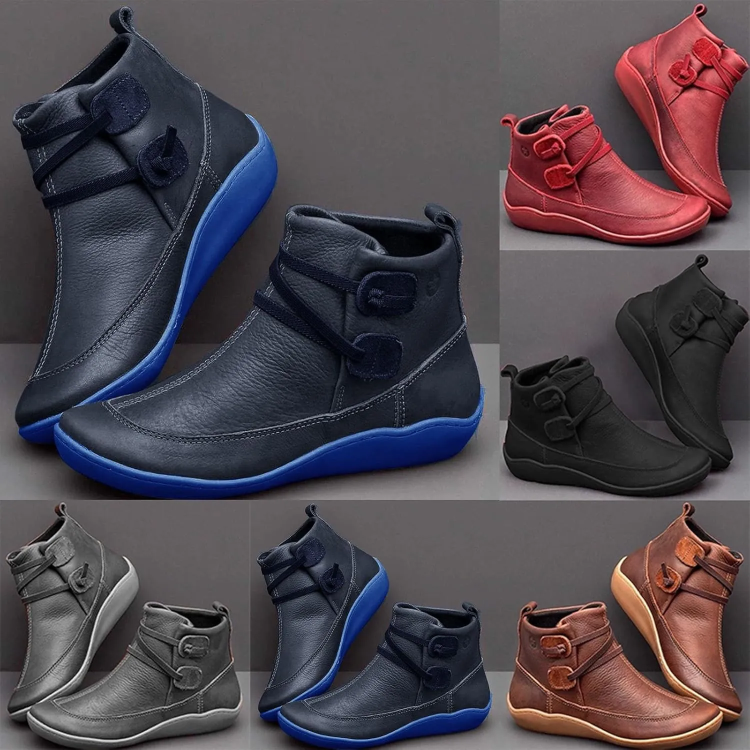 Womens Boots Ankle Brown Booties with Heel Steel Toe Boots for Women Boot Shoes for Women Cozy Warm Lightweight Cut Out Chunky Stacked Heel Slip on