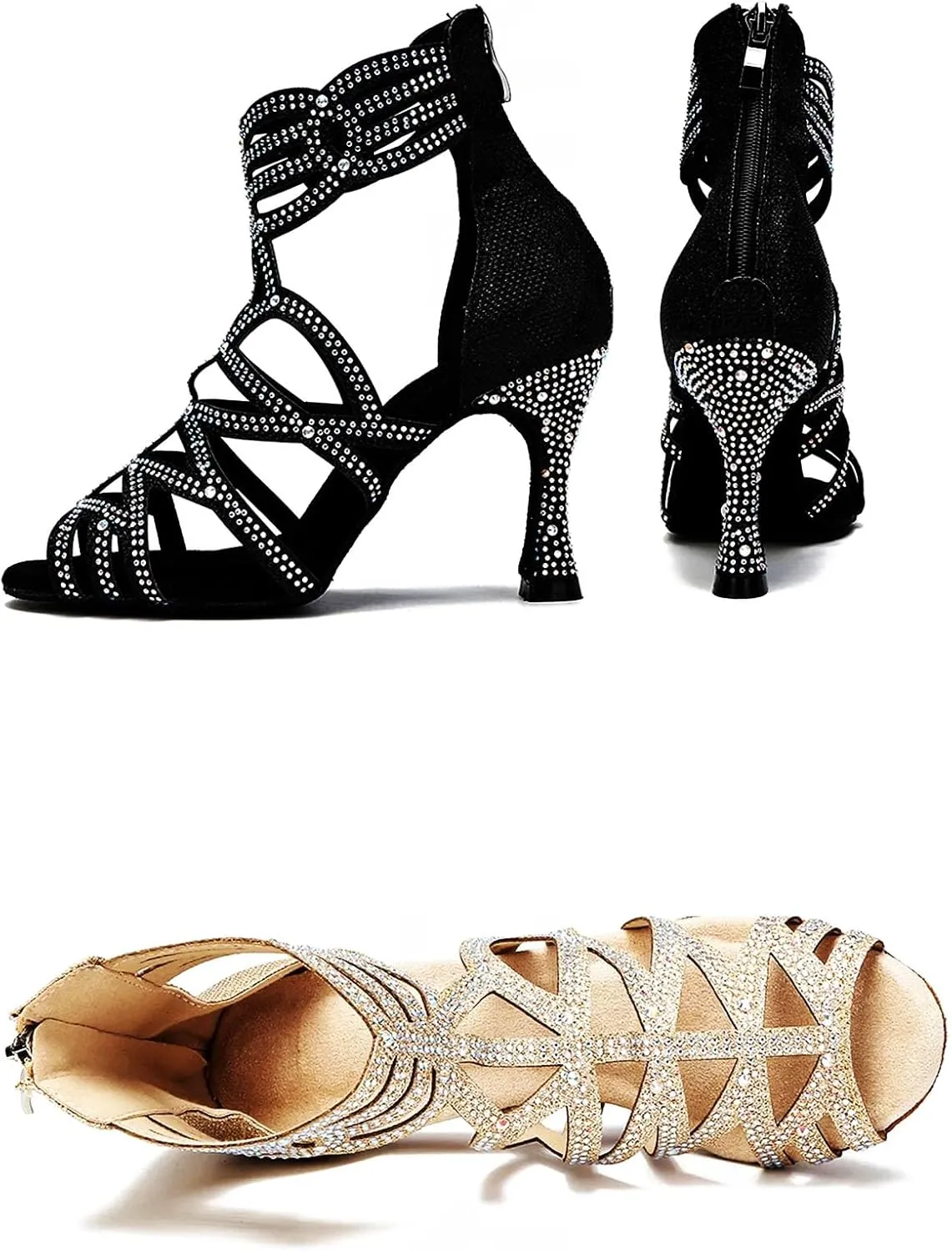 Women's Fashion Latin Dance Boots - Salsa Tango Professional Ballroom Wedding Sandals, 10CM/3.9Inch Heel Height