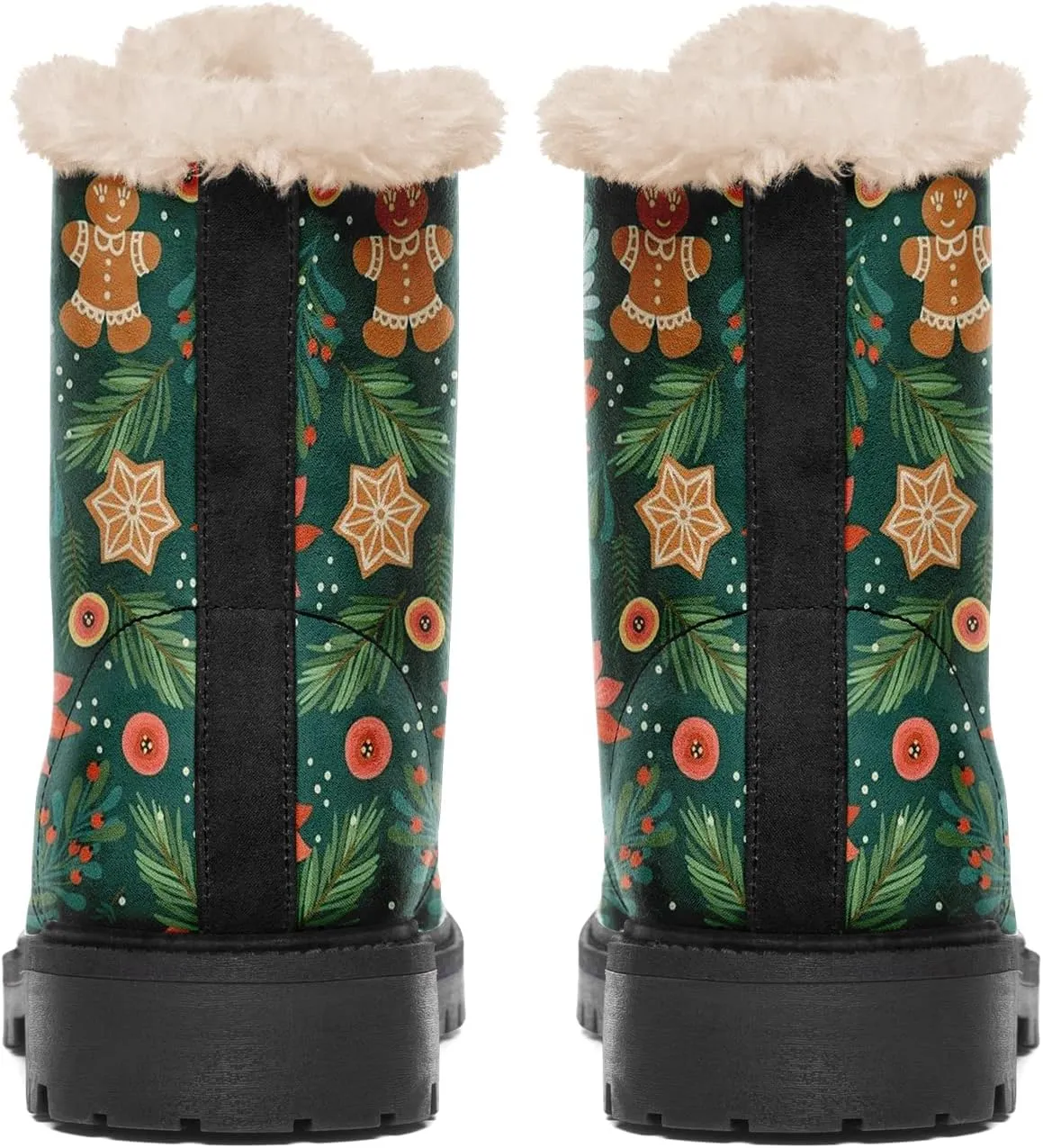 Women's Fur Snow Boots Floral Animal Print Warm Comfortable Winter Ankle Boots Waterproof Vegan Leather Boots