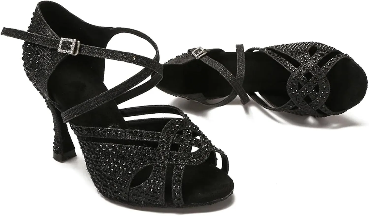 Women's Golden Latin Dance Shoes - Tango Salsa Diamond Wedding Sandals, 10CM/3.9Inch Heel Height
