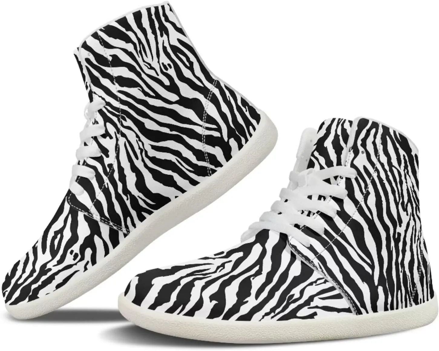Women's High Top Barefoot Shoes Leopard Print Lightweight Wide Casual Walking Shoes Lace Up Zero Drop Trend Sports Tennis Sneakers US 5.5-13