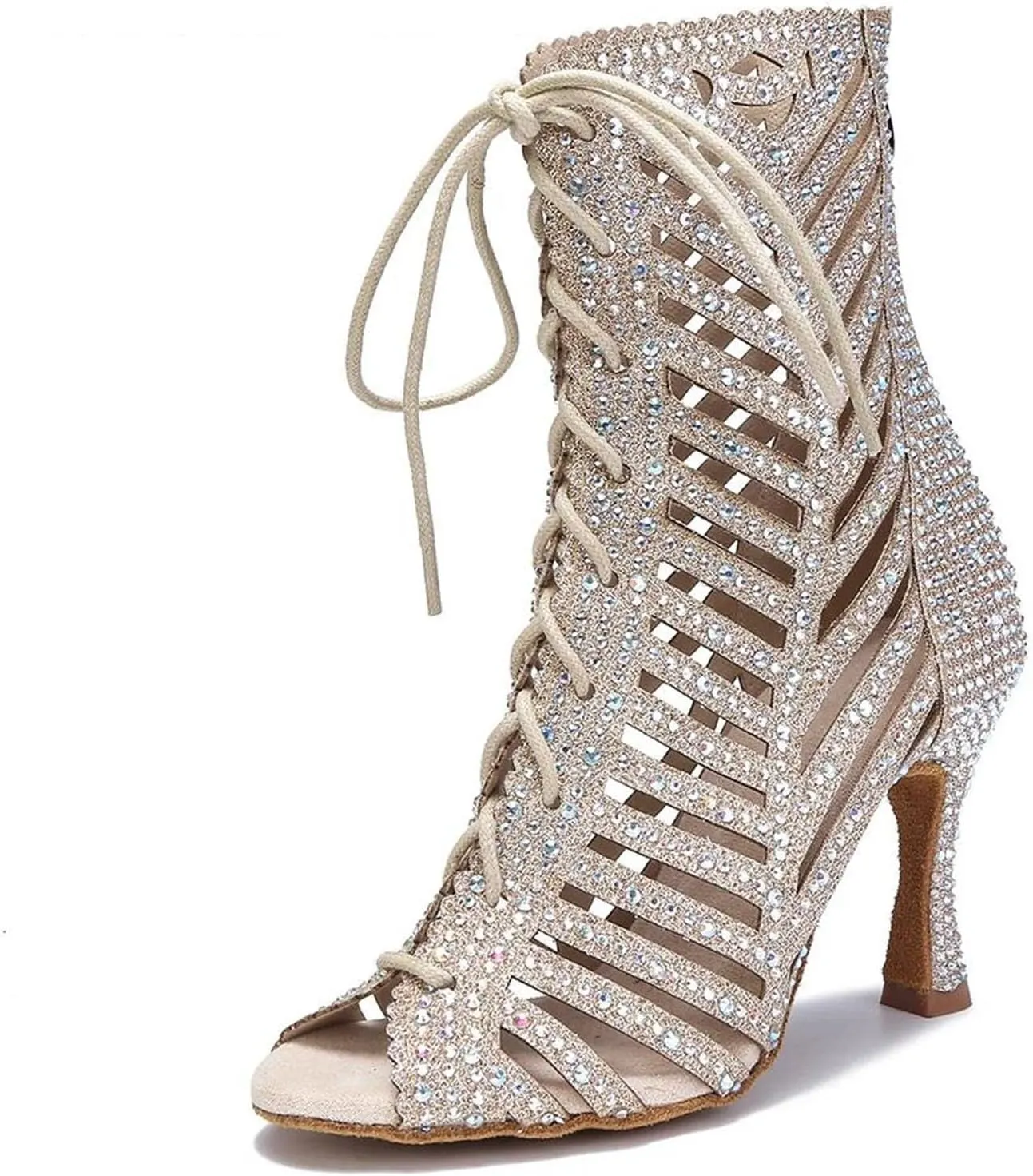 Women's High Top Latin Dance Shoes - Sexy Ballroom Pole Dance Soft Sole Party Heels, 10CM/3.9Inch Heel Height