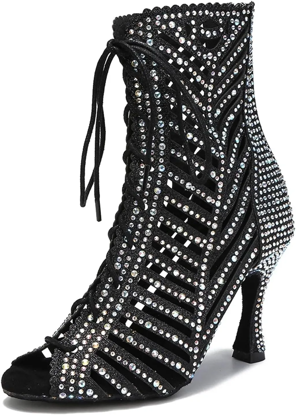 Women's High Top Latin Dance Shoes - Sexy Ballroom Pole Dance Soft Sole Party Heels, 10CM/3.9Inch Heel Height