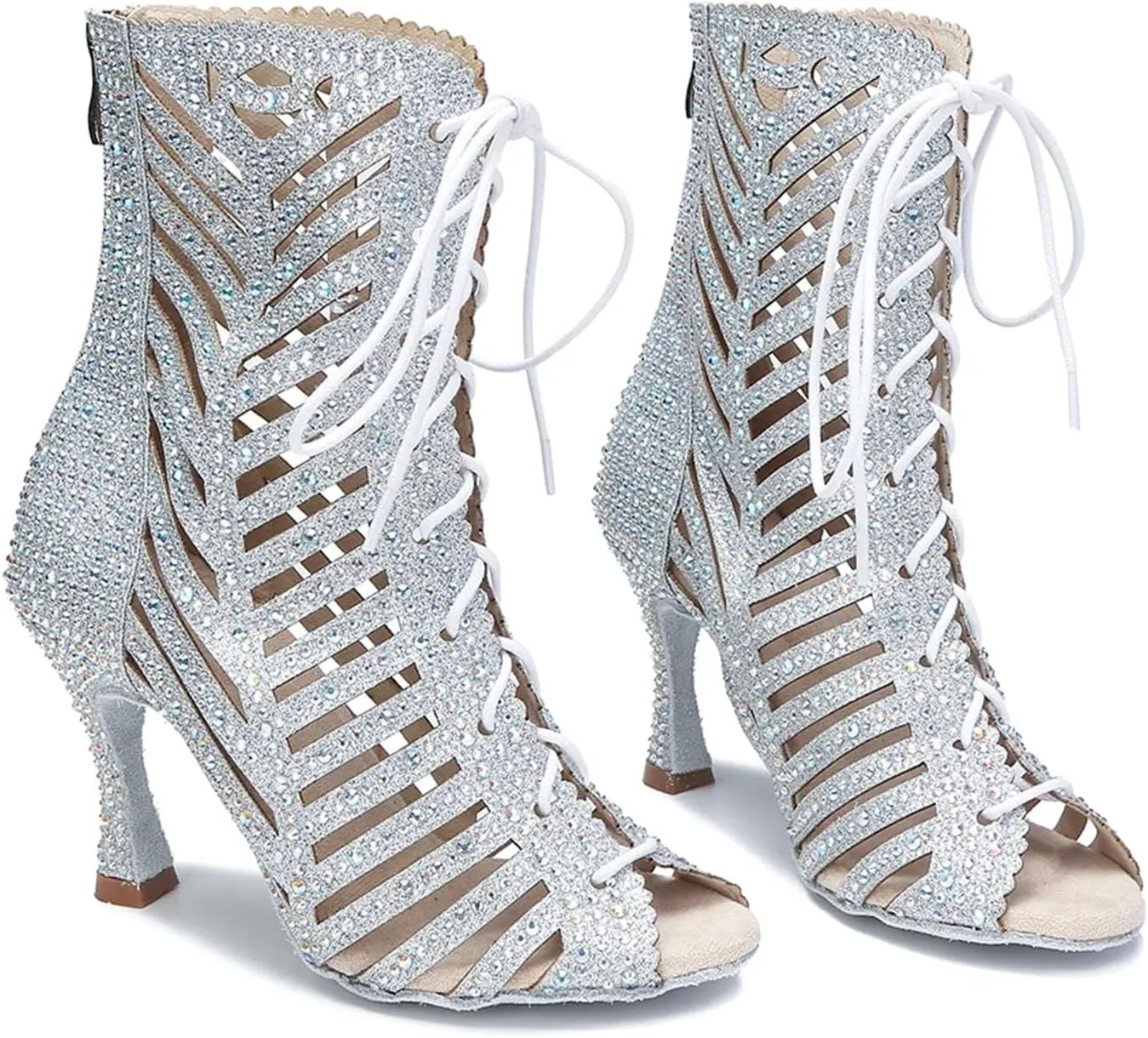 Women's High Top Latin Dance Shoes - Sexy Ballroom Pole Dance Soft Sole Party Heels, 10CM/3.9Inch Heel Height