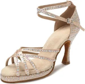 Women's Latin Dance Shoes - Ballroom Tango Platform Dance Sneakers, 10CM/3.9Inch Heel Height