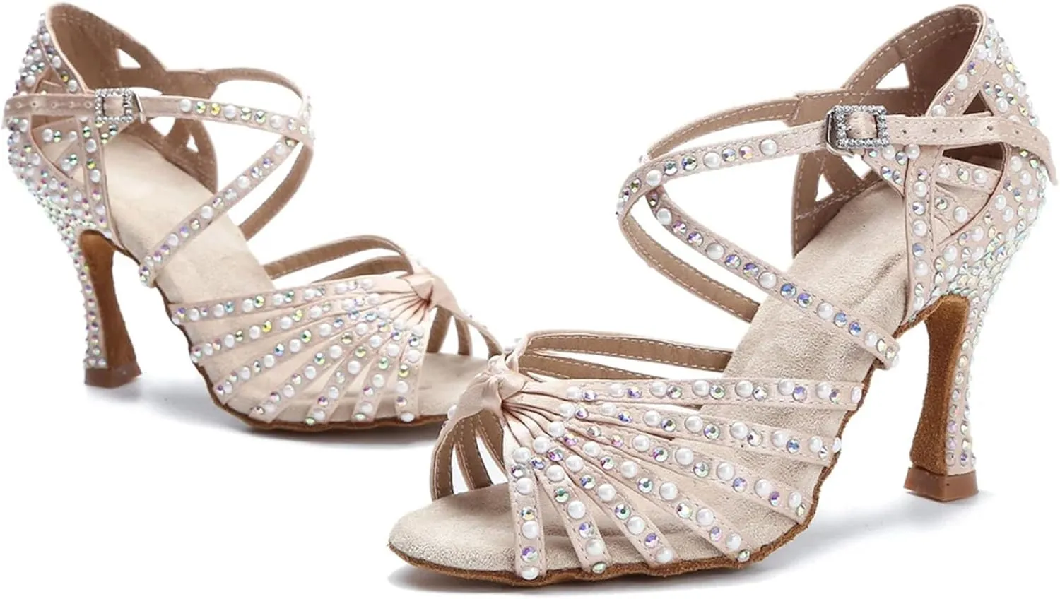 Women's Latin Dance Shoes - Modern Tango Ballroom Performance Wedding Sandals, 10CM/3.9Inch Heel Height