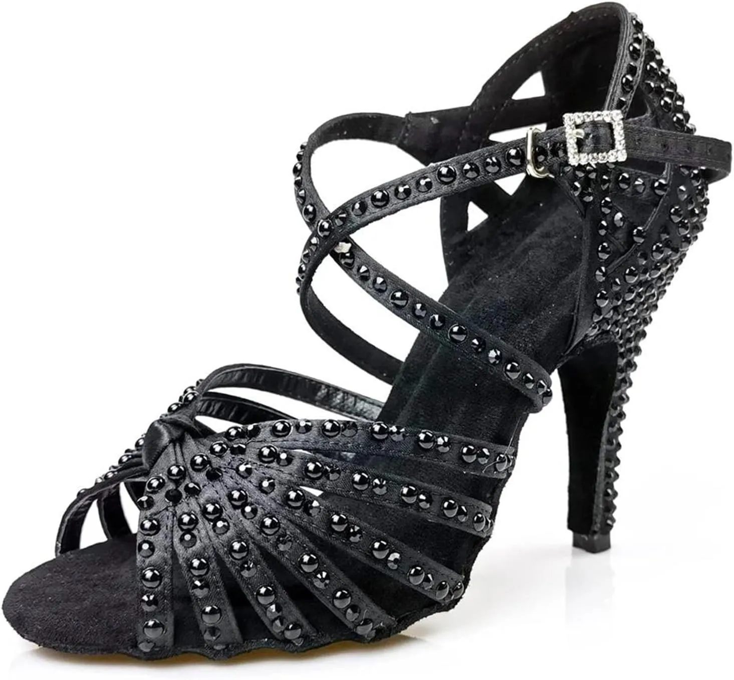 Women's Latin Dance Shoes - Modern Tango Ballroom Performance Wedding Sandals, 10CM/3.9Inch Heel Height