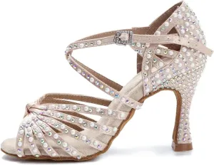 Women's Latin Dance Shoes - Modern Tango Ballroom Performance Wedding Sandals, 10CM/3.9Inch Heel Height