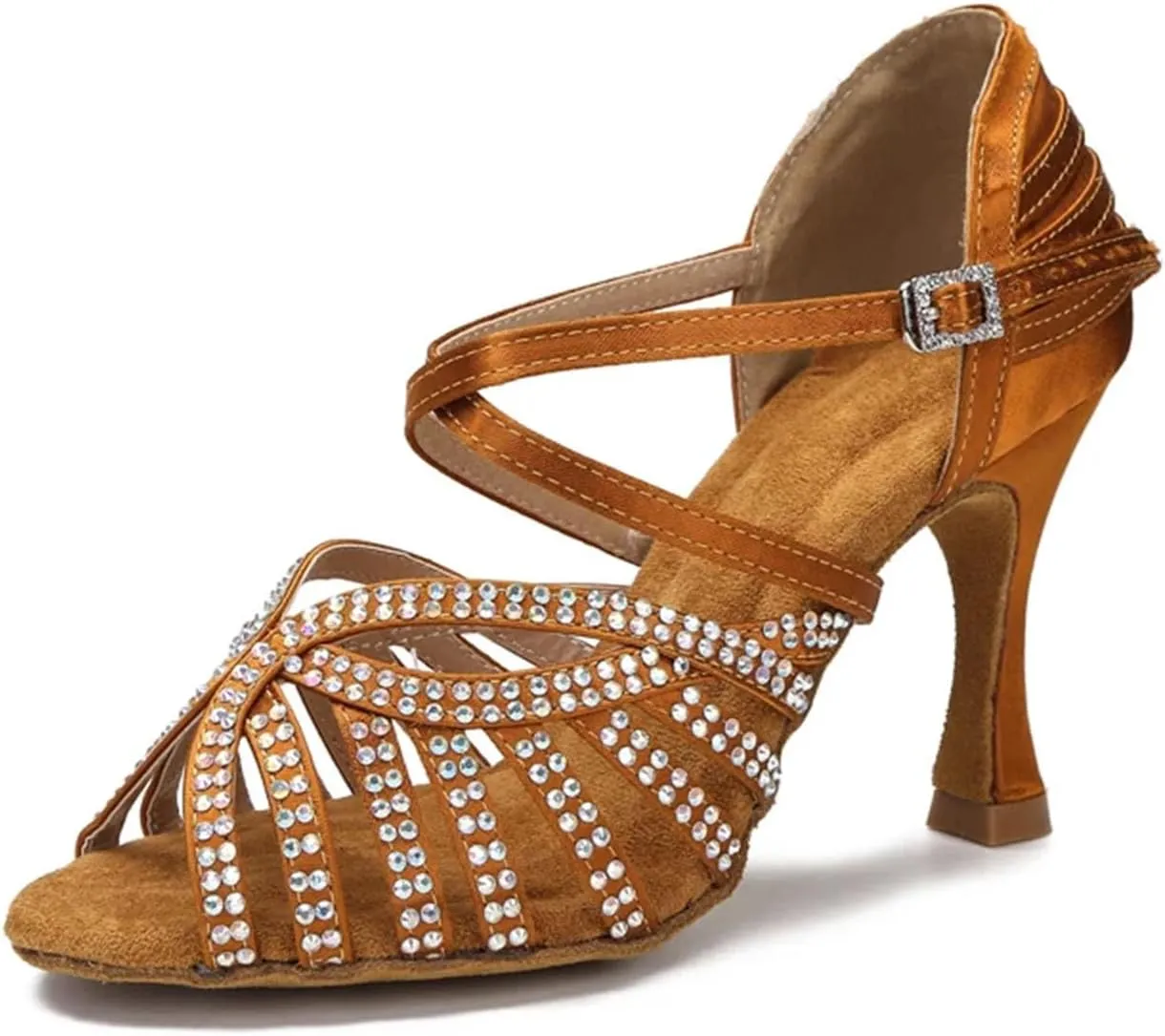 Women's Latin Dance Shoes - Tango Rumba Samba Ballroom Sandals, 10CM/3.9Inch Heel Height