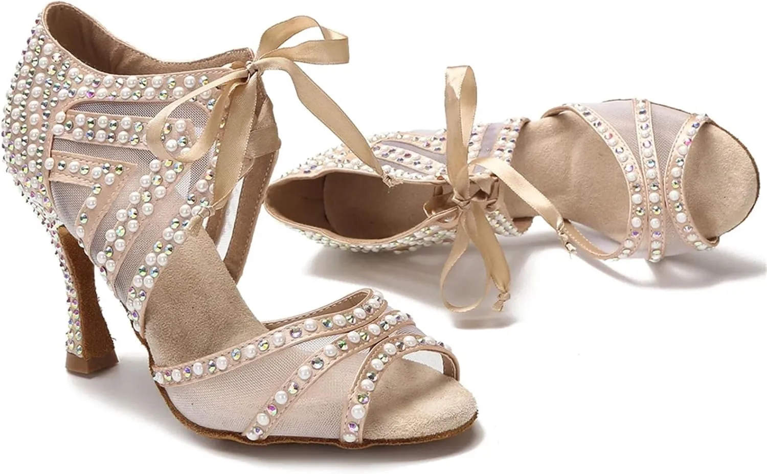 Women's Latin Dance Training Shoes - Tango Rumba Samba Sexy Sandals, 10CM/3.9Inch Heel Height
