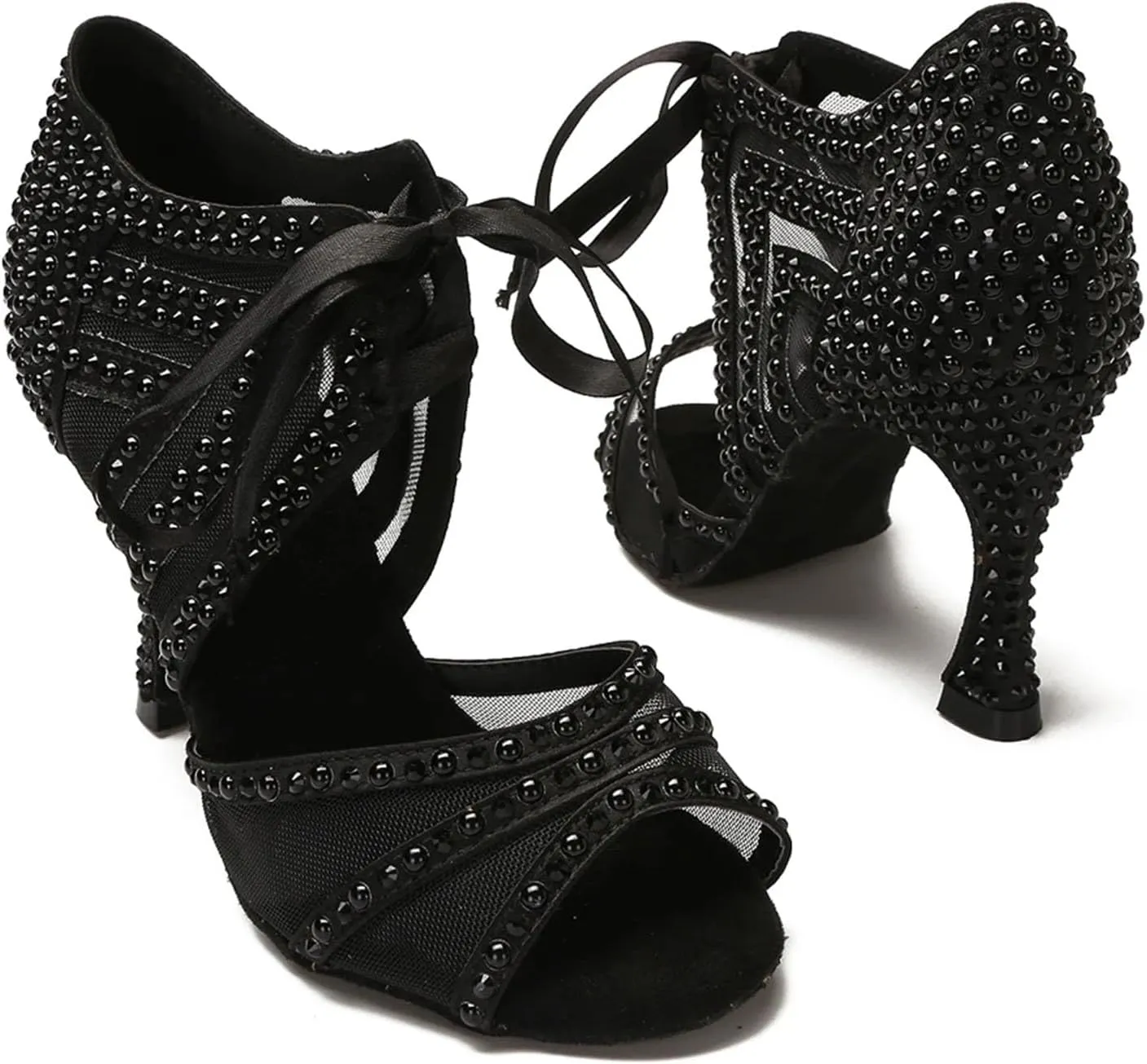 Women's Latin Dance Training Shoes - Tango Rumba Samba Sexy Sandals, 10CM/3.9Inch Heel Height