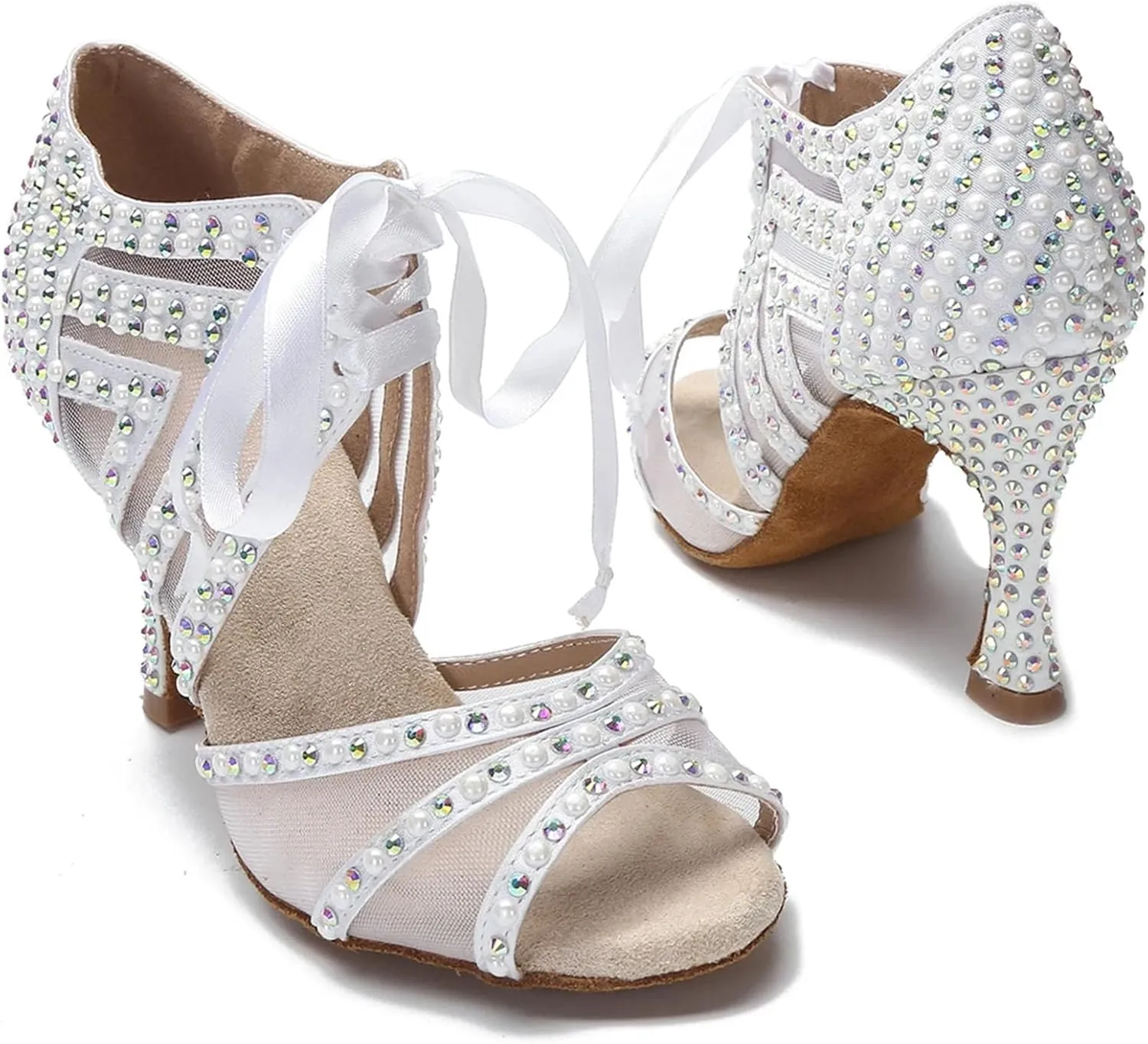 Women's Latin Dance Training Shoes - Tango Rumba Samba Sexy Sandals, 10CM/3.9Inch Heel Height