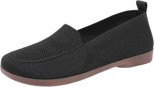 Women's Low Heel Casual Shoes Mesh Breathable Flying Woven Orthopedic Sneaker Wide Width Comfortable Work Shoes