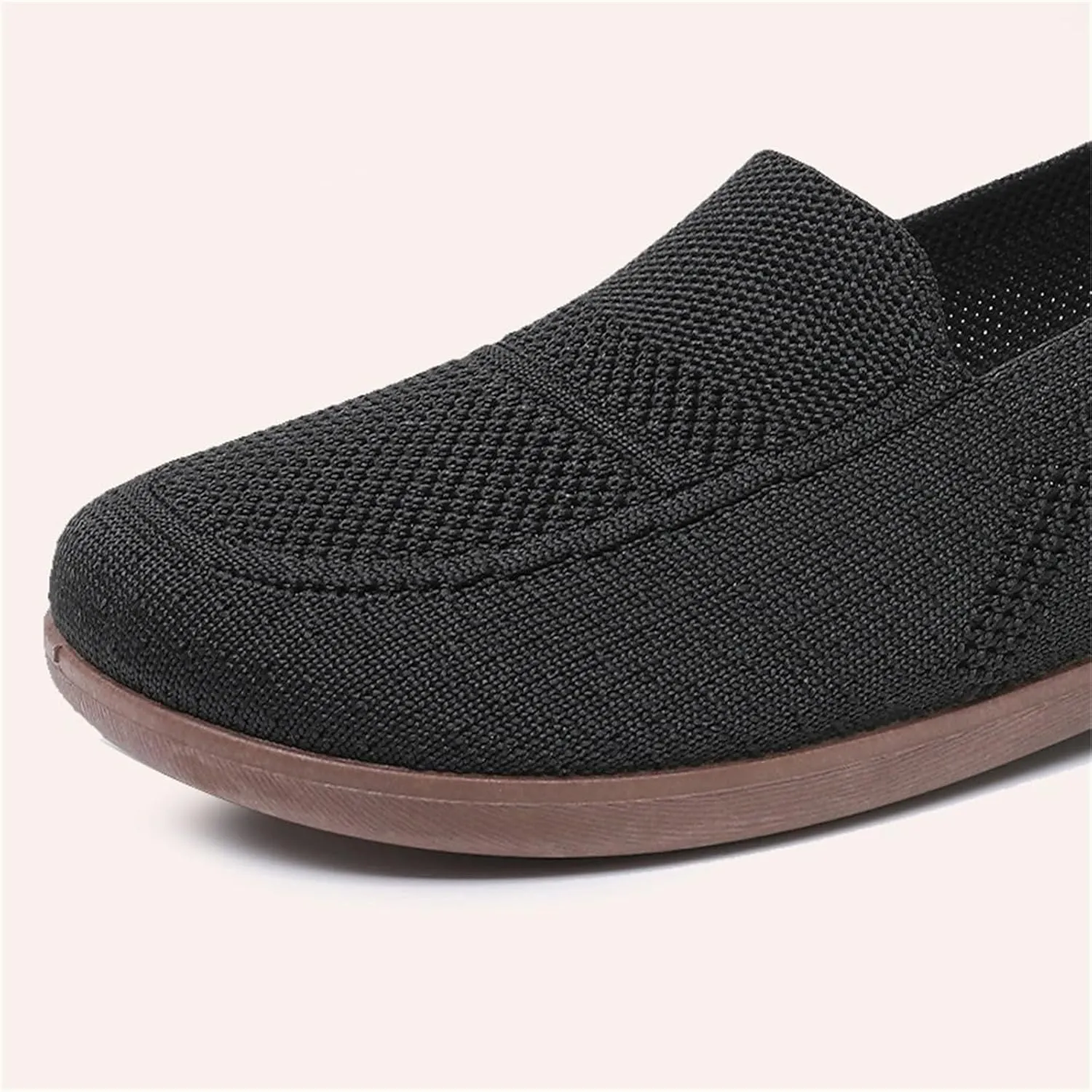 Women's Low Heel Casual Shoes Mesh Breathable Flying Woven Orthopedic Sneaker Wide Width Comfortable Work Shoes