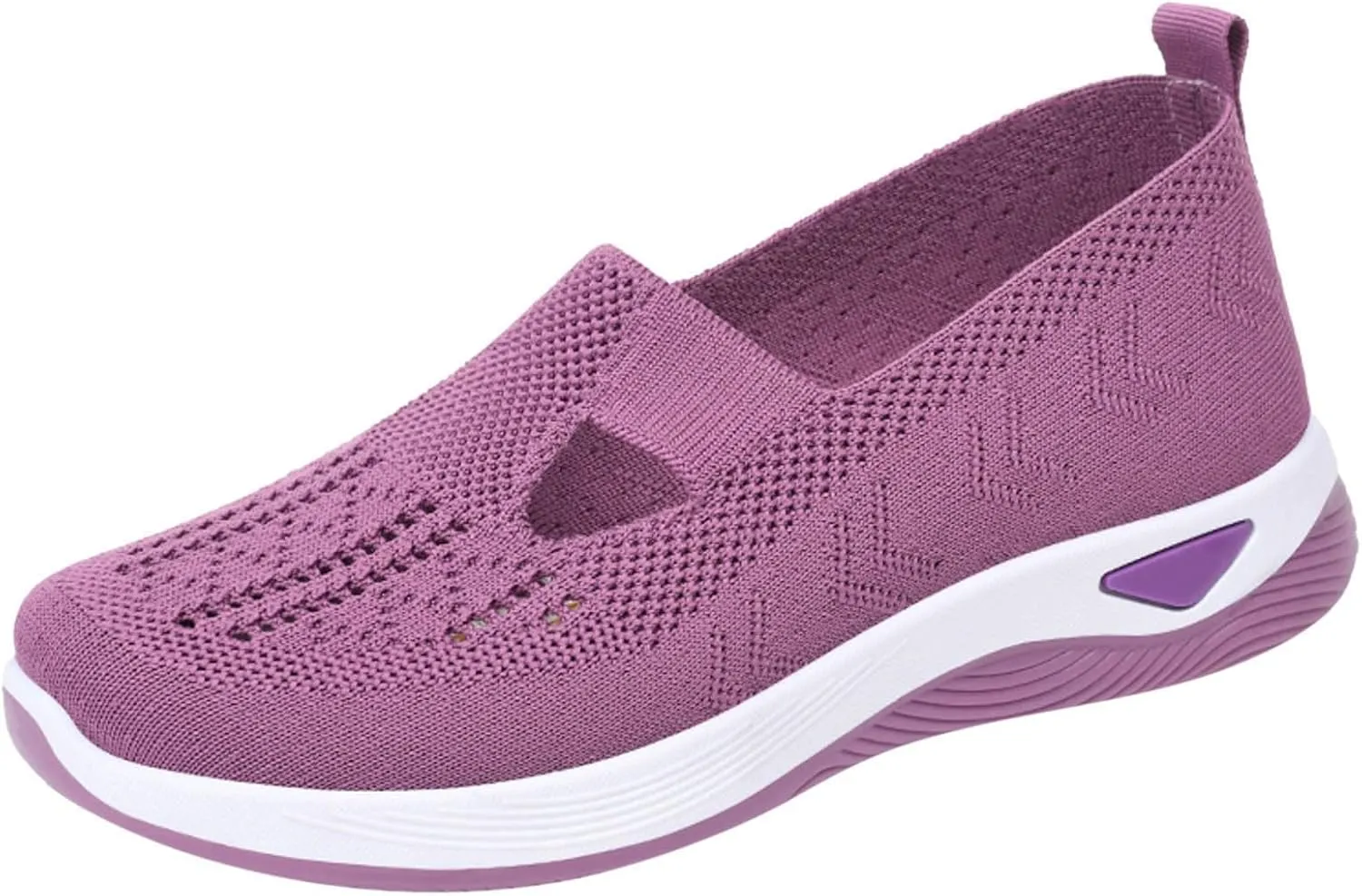 Womens Orthopedic Sneakers Comfortable Slip on Walking Shoes Mesh Breathable Lightweight Sneaker Non-Slip Woven Shoes with Arch Support