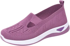 Womens Orthopedic Sneakers Comfortable Slip on Walking Shoes Mesh Breathable Lightweight Sneaker Non-Slip Woven Shoes with Arch Support