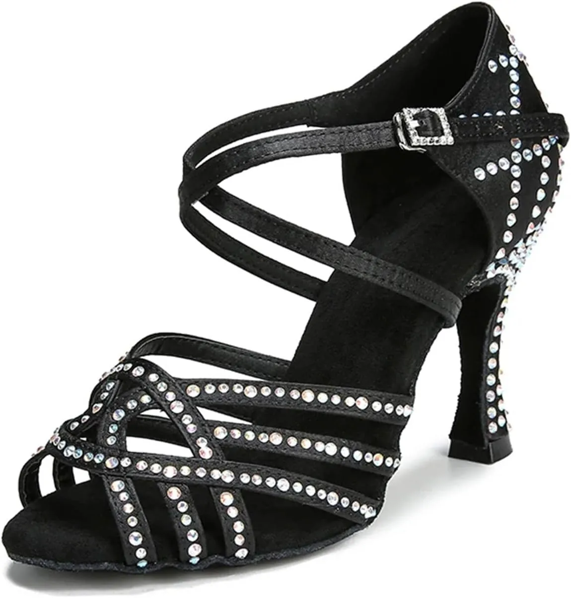Women's Rhinestone Latin Dance Shoes - Tango Ballroom Party Heels, Wedding Shoes, 10CM/3.9Inch Heel Height