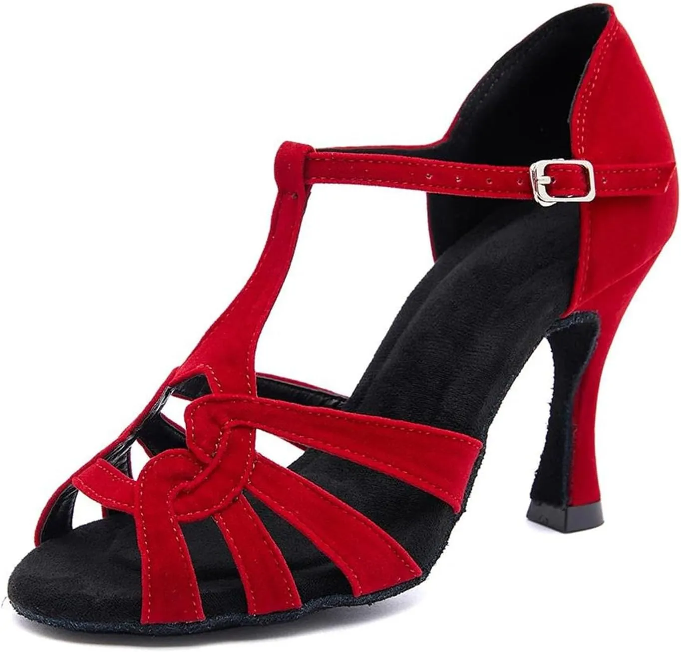 Women's Salsa Dance Shoes - Latin Ballroom Cuban Heel Party Sandals, 10CM/3.9Inch Heel Height
