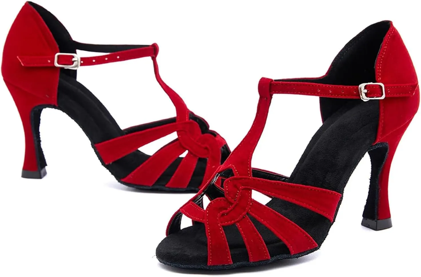 Women's Salsa Dance Shoes - Latin Ballroom Cuban Heel Party Sandals, 10CM/3.9Inch Heel Height