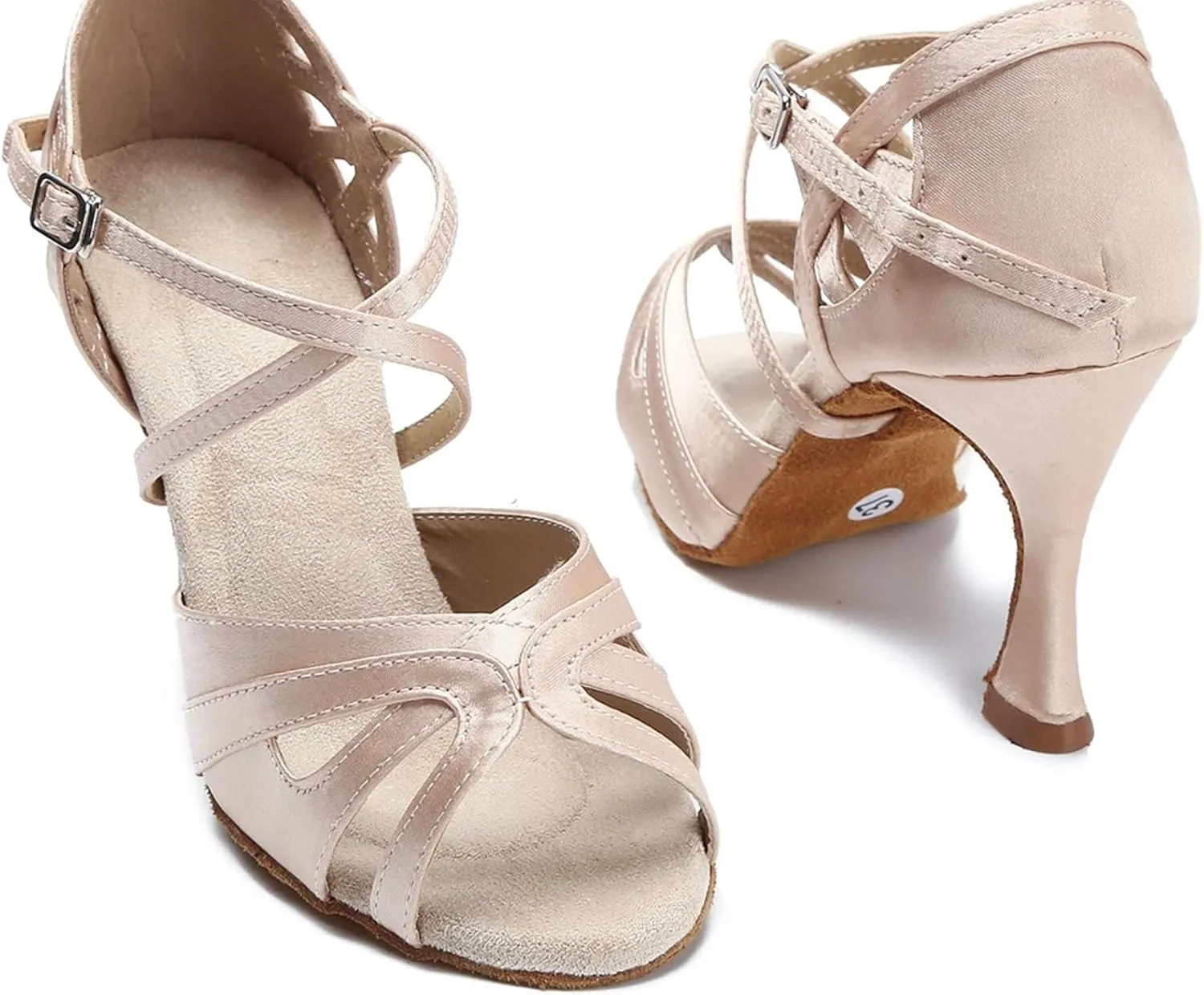 Women's Satin Latin Dance Shoes - Tango Salsa Rumba Ballroom Red Wedding Sandals, 10CM/3.9Inch Heel Height