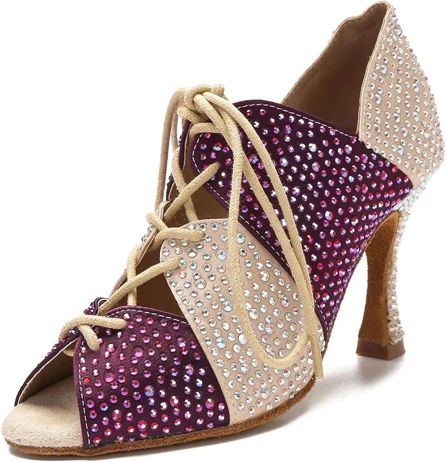 Women's Sexy Belly Dance Shoes - Pole Dance Training Soft Sole Heels, 10CM/3.9Inch Heel Height