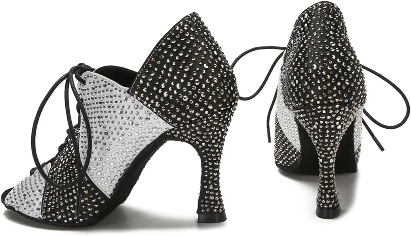 Women's Sexy Belly Dance Shoes - Pole Dance Training Soft Sole Heels, 10CM/3.9Inch Heel Height