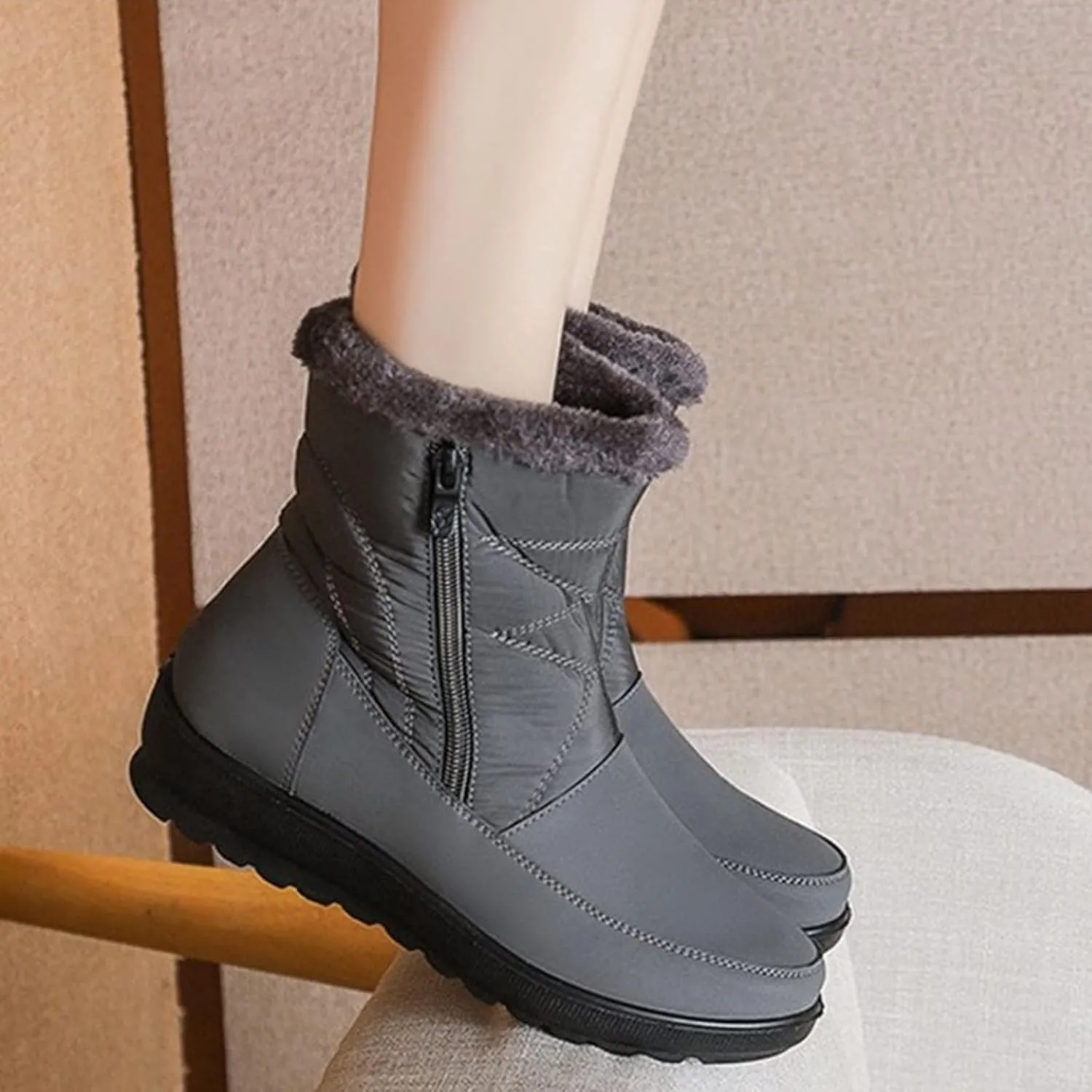 Women's Snow Boots Waterproof Winter Boots Non Slip Fur Lined Booties Winter Warm Outdoor Ankle Boots Outdoor Sneakers Winter Shoes