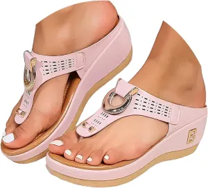 Women's Summer Casual Fashion Outdoor Flip Flops 3D Hollow Flower Open Toe Platform Wedge Comfortable Womens Orthopedic Sandals Thick Sole Orthopedic Outdoor Beach Vacation Dressy Shoes