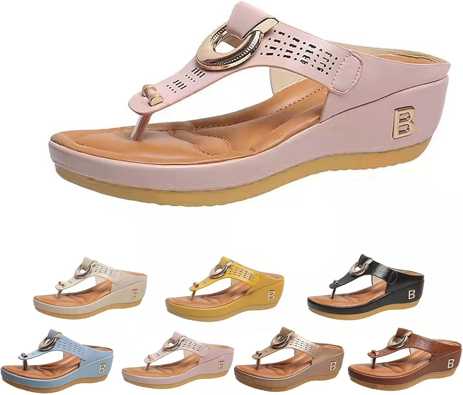 Women's Summer Casual Fashion Outdoor Flip Flops 3D Hollow Flower Open Toe Platform Wedge Comfortable Womens Orthopedic Sandals Thick Sole Orthopedic Outdoor Beach Vacation Dressy Shoes