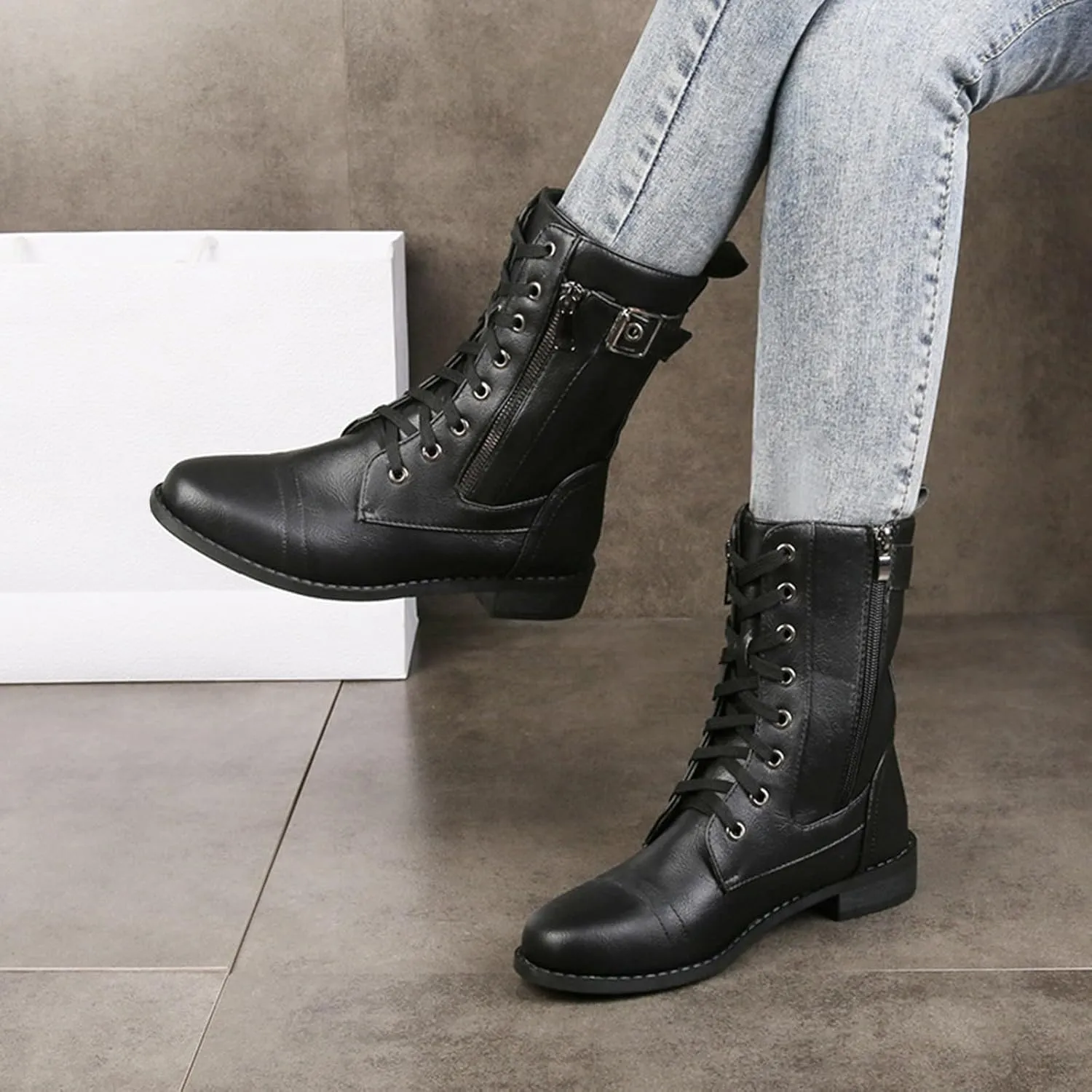 Work Boots for Women Ankle Womens Heeled Booties Extra Wide Boots Women Ankle Boot Closed Head Cute Cozy Closed Pointed Toe Low Block Heel Zip Up