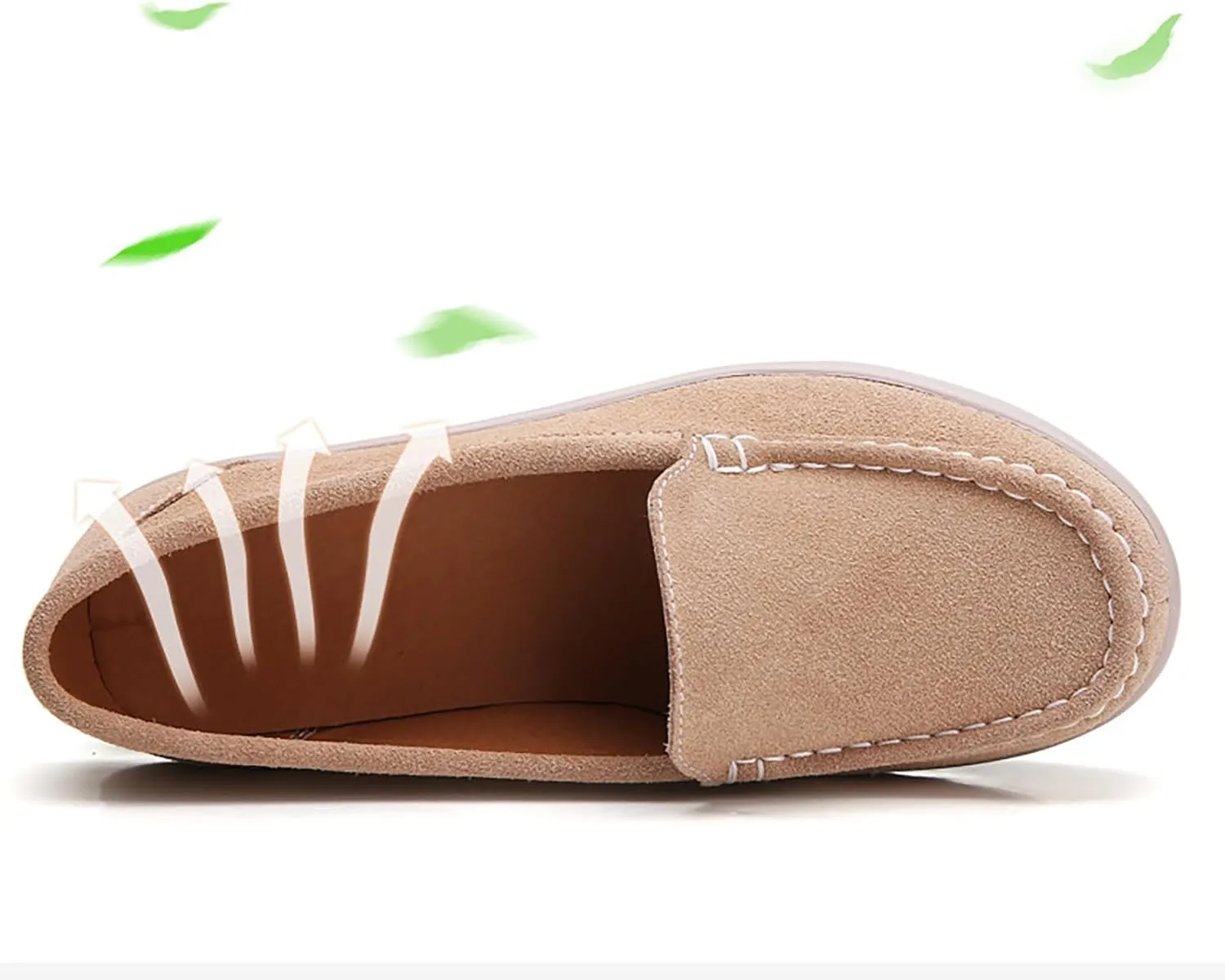 ZSpzx Comfy Platform Loafers for Women Slip On Round Toe Air Cushioned Jogging Shoes Arch Support Orthopedic Non Slip Walking Tennis Sneakers Wedge Boat Shoe Lightweight Footwear